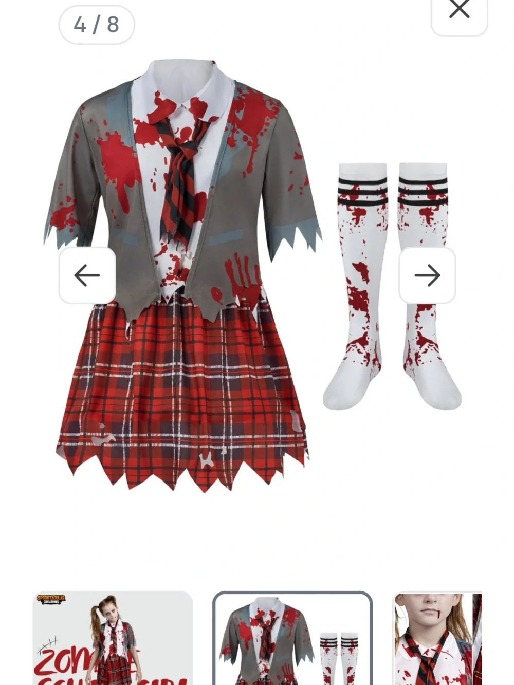 Spooktacular Creations Zombie Schoolgirl Costume,